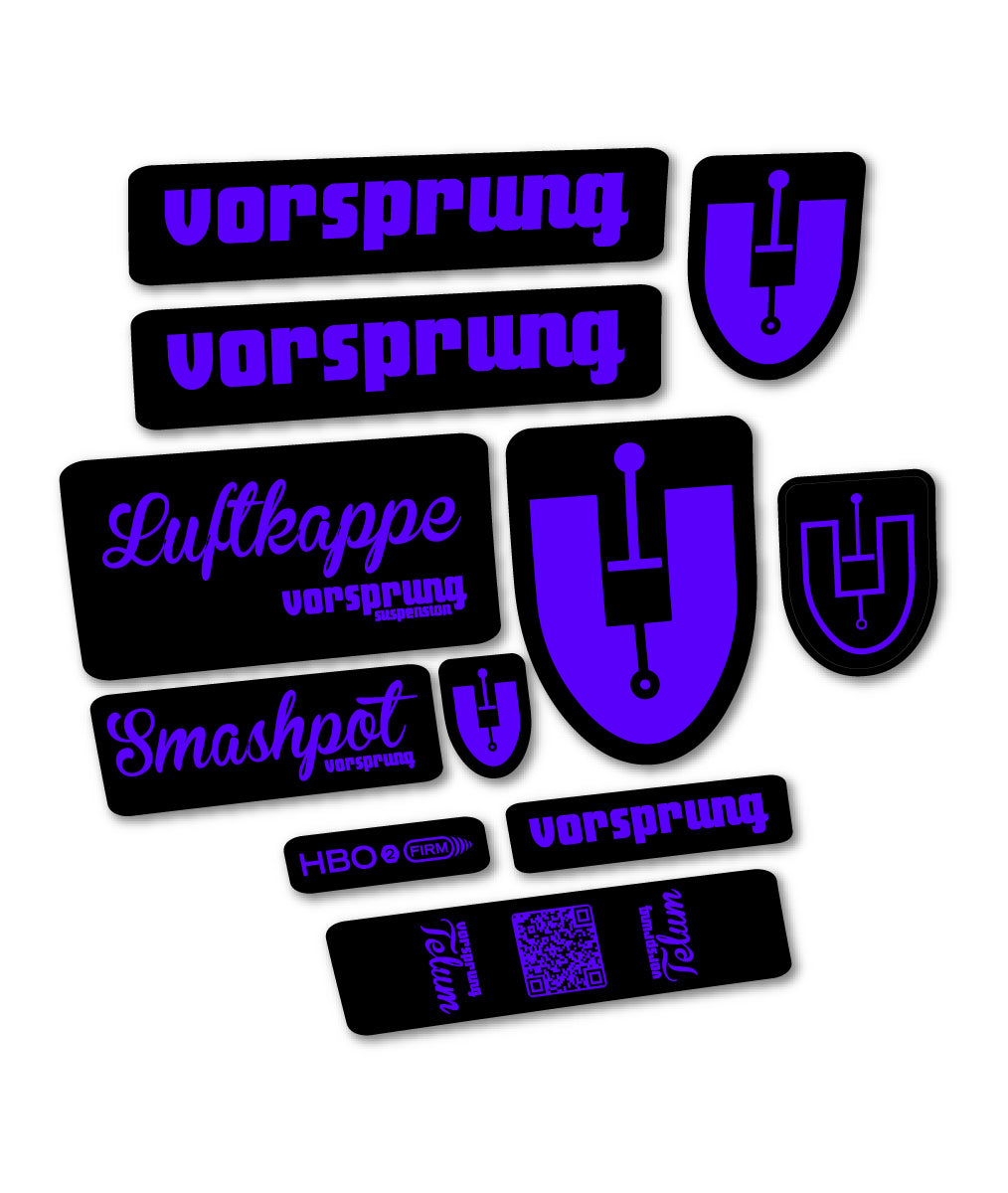 Compatible Stickers for Vorsprung Luftkappe, Fork vinyl decals - Reflex Blue