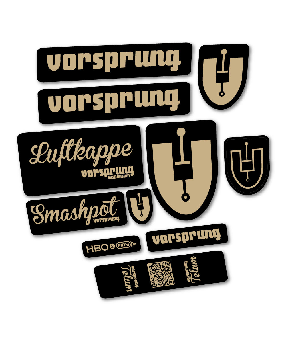Compatible Stickers for Vorsprung Luftkappe, Fork vinyl decals - Sand