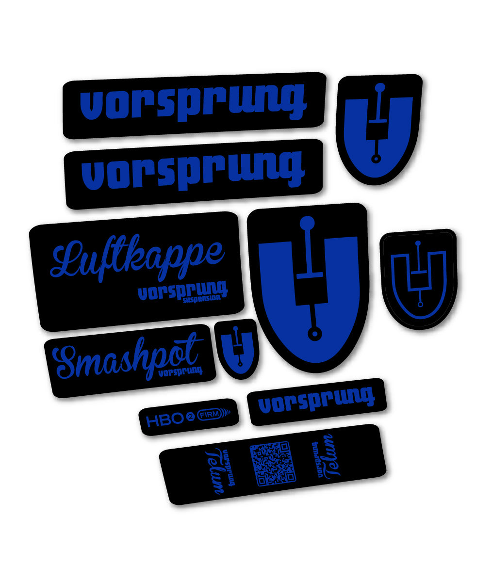 Compatible Stickers for Vorsprung Luftkappe, Fork vinyl decals - Ultramarine Blue