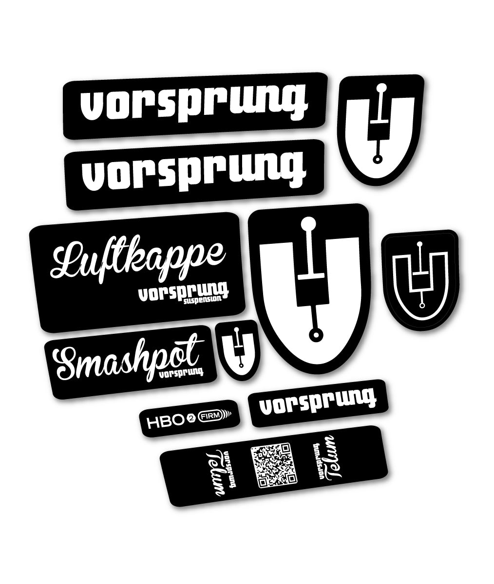 Compatible Stickers for Vorsprung Luftkappe, Fork vinyl decals - White