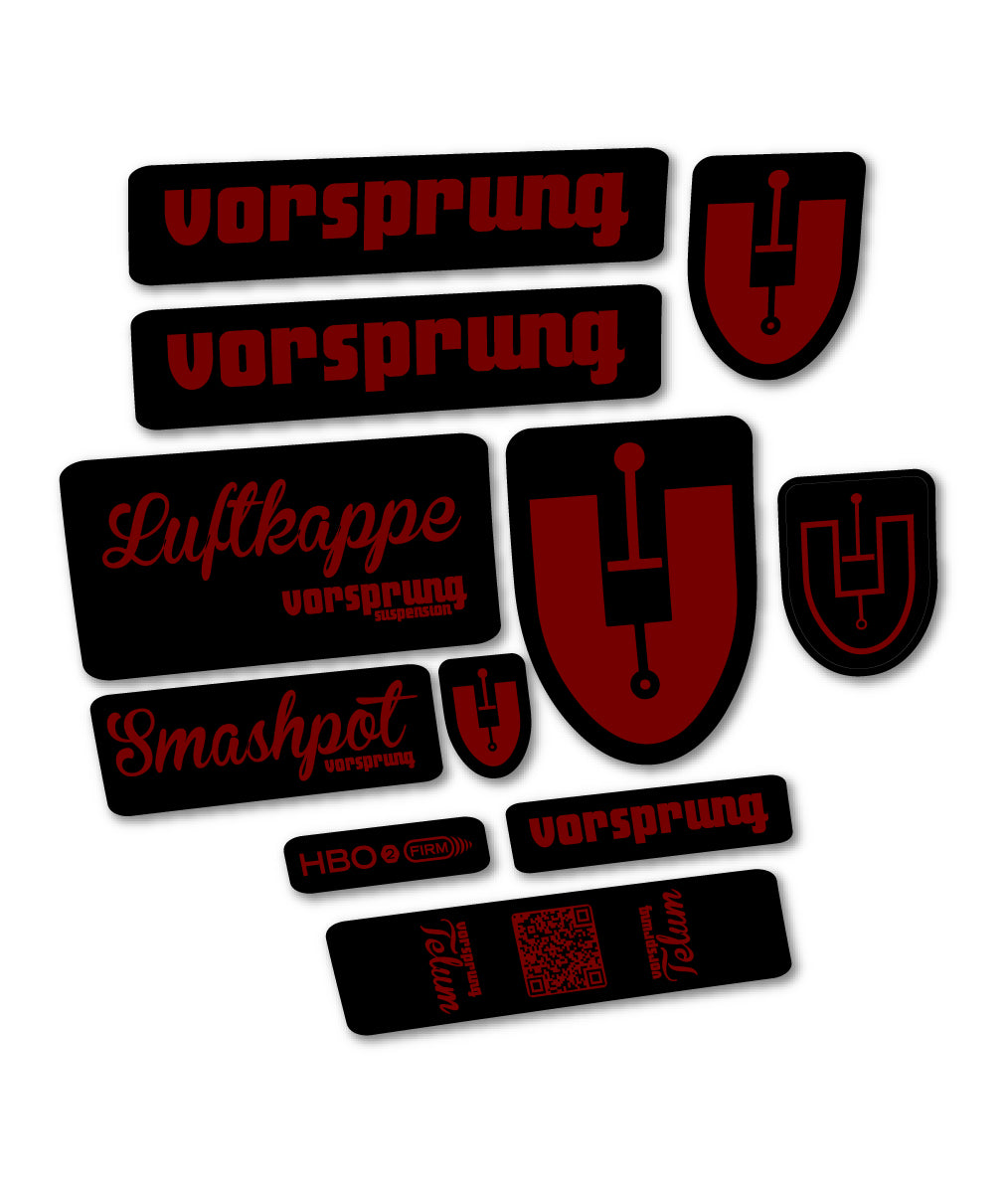 Compatible Stickers for Vorsprung Luftkappe, Fork vinyl decals - Very Dark Red