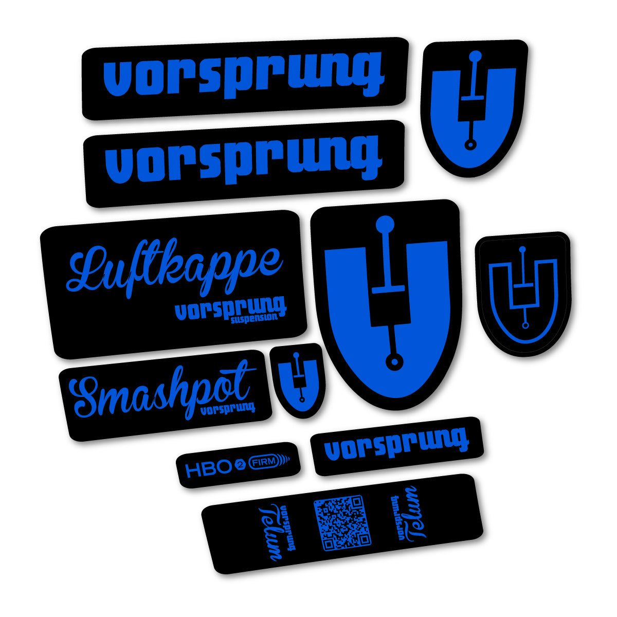 Compatible Stickers for Vorsprung Smashpot, Fork vinyl decals - Sea Blue