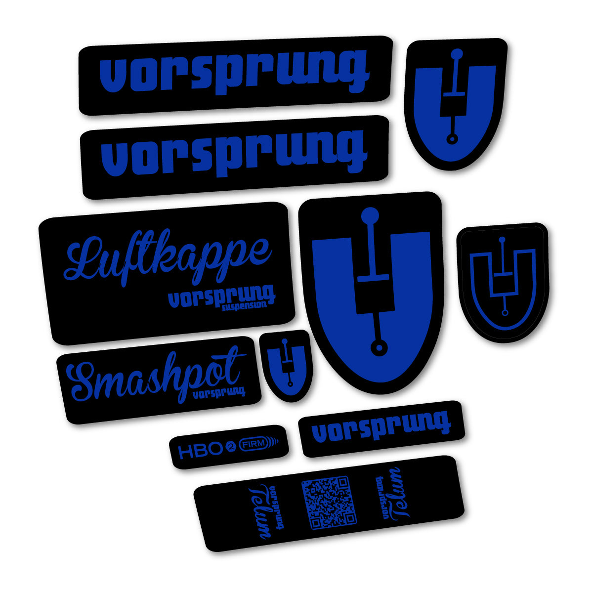 Compatible Stickers for Vorsprung Smashpot, Fork vinyl decals - Ultramarine Blue