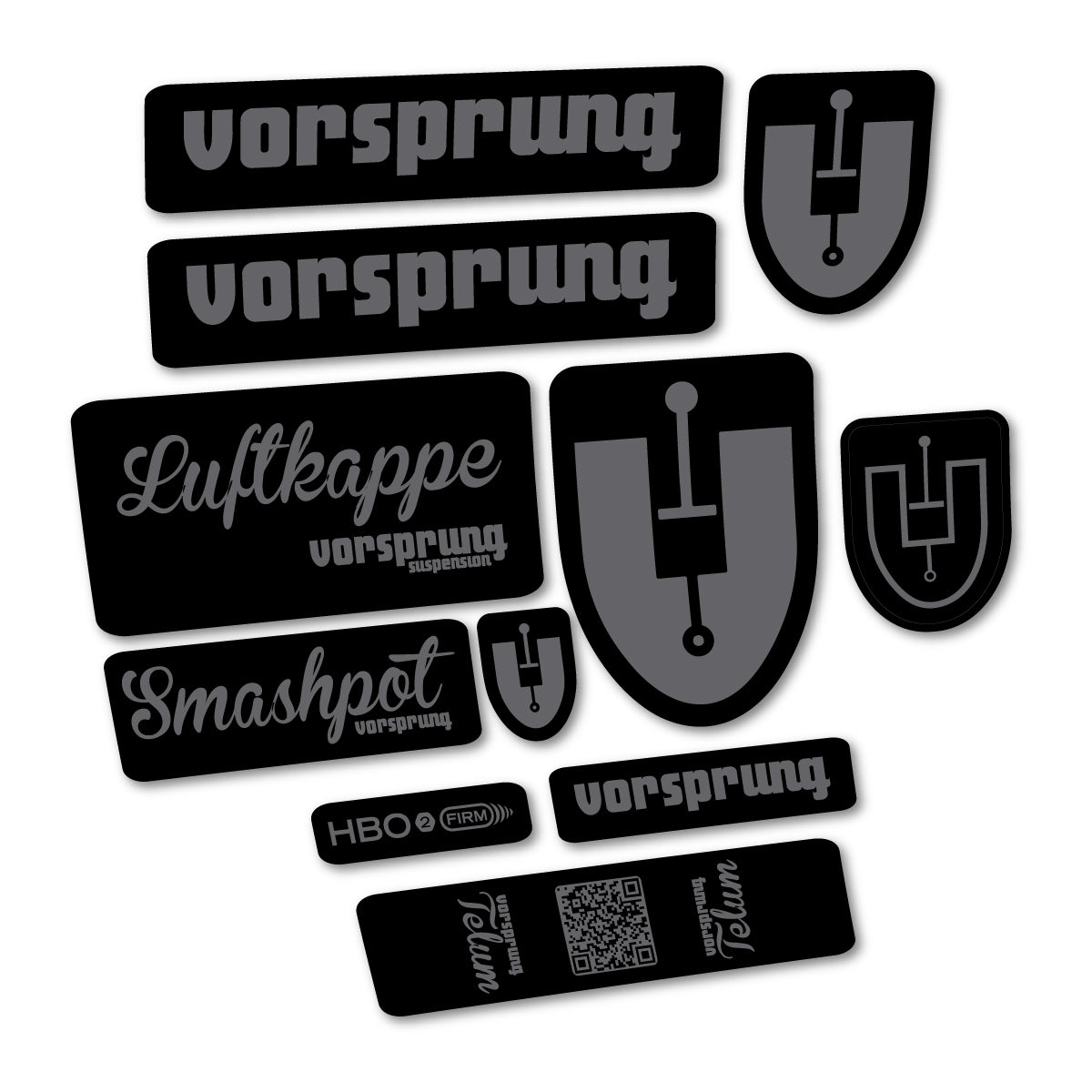 Compatible Stickers for Vorsprung Telum, Shock Absorber vinyl decals - Medium Grey