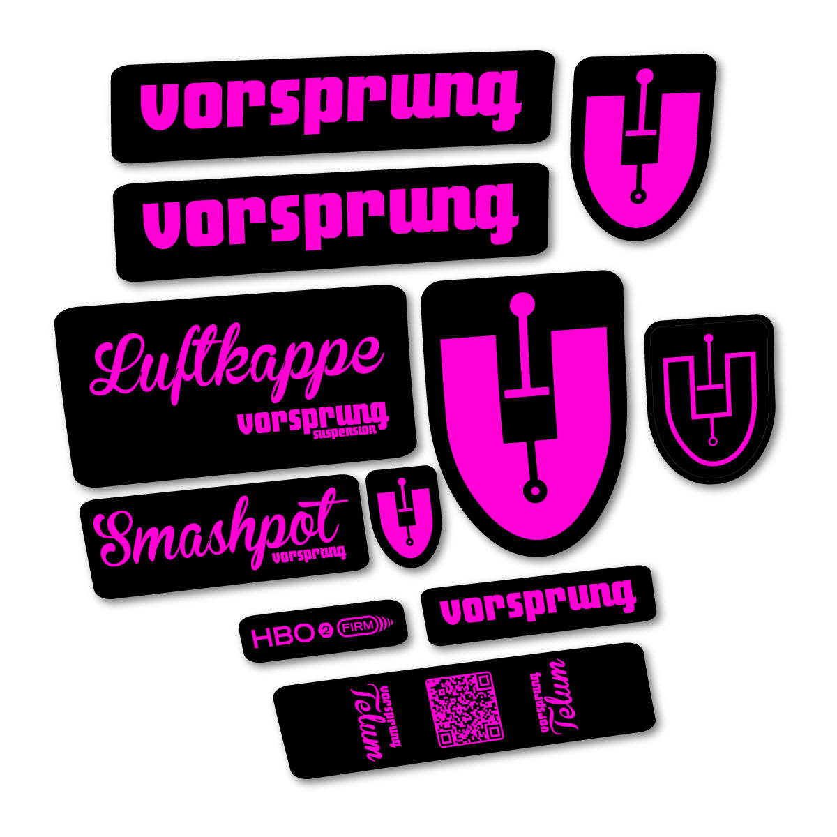 Compatible Stickers for Vorsprung Telum, Shock Absorber vinyl decals - Fuchsia Neon