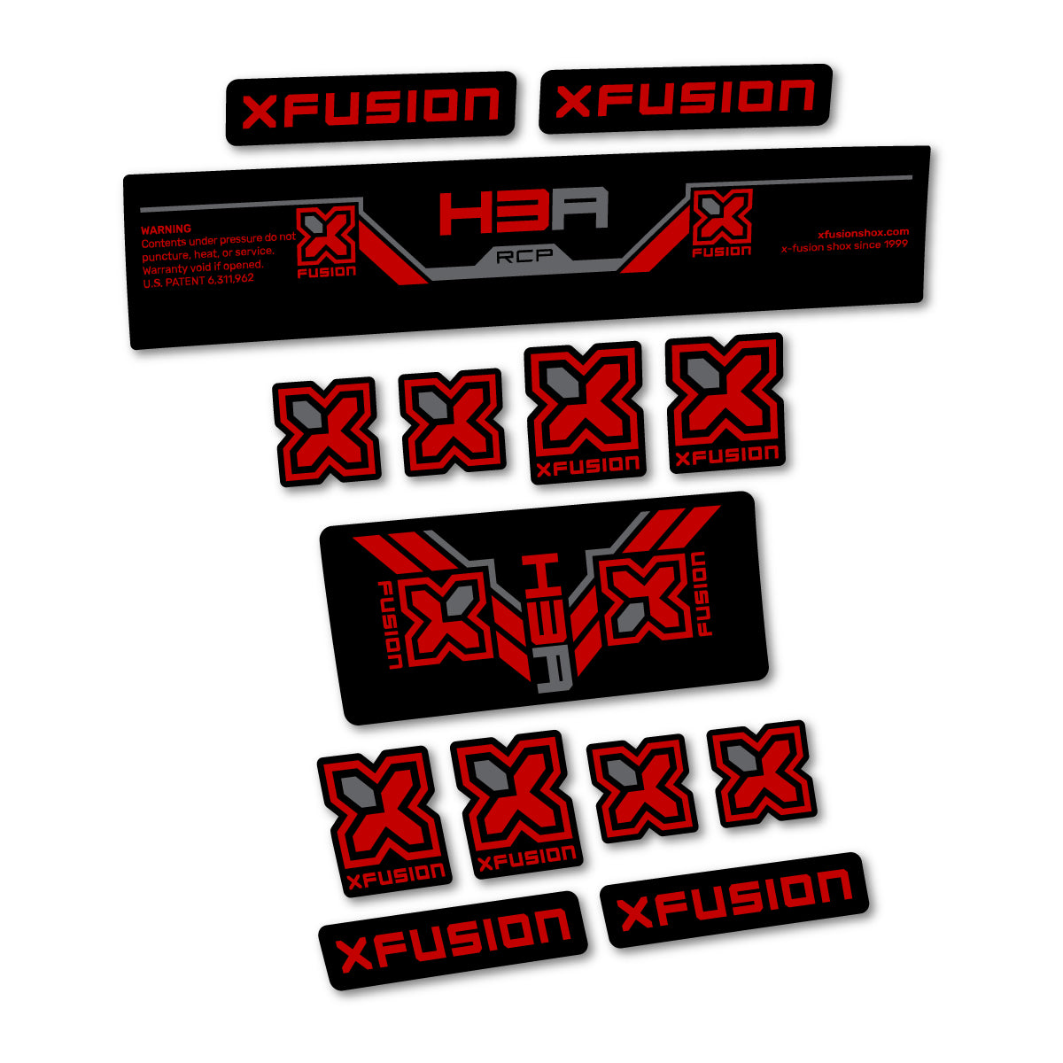 Compatible Stickers for Xfusion H3A RCP 2026, Shock Absorber vinyl decals - Medium Red