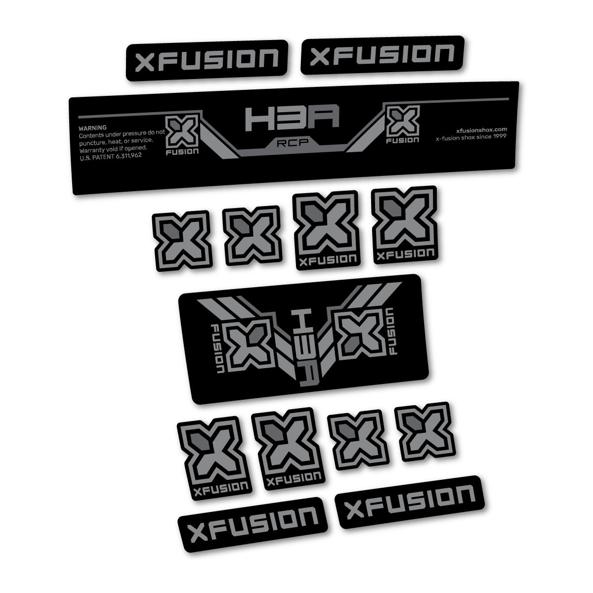 Compatible Stickers for Xfusion H3A RCP 2026, Shock Absorber vinyl decals - Traffic Grey