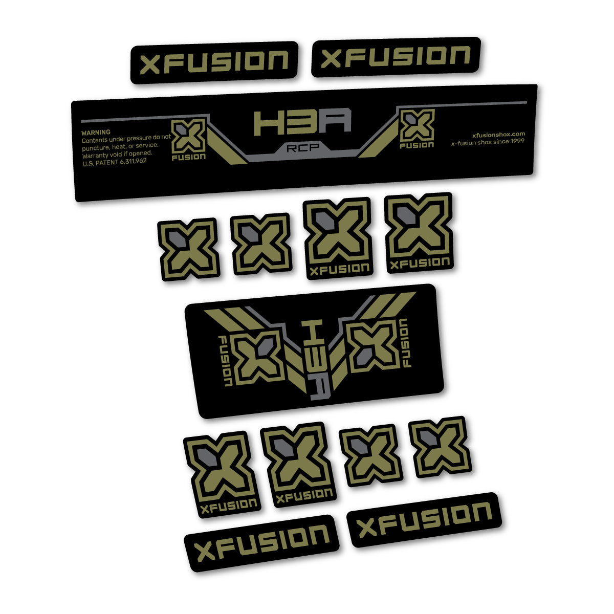 Compatible Stickers for Xfusion H3A RCP 2026, Shock Absorber vinyl decals - Khaki