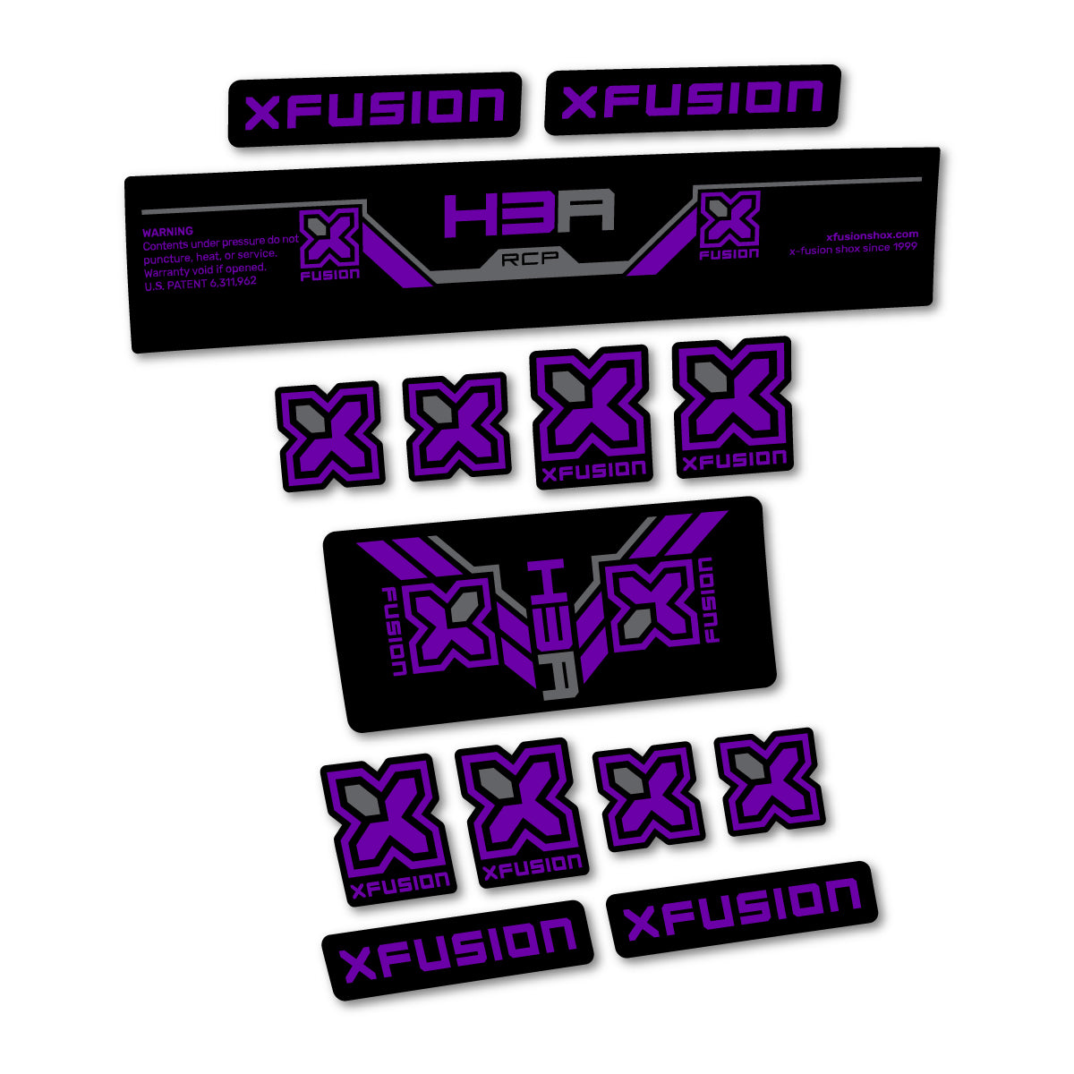 Compatible Stickers for Xfusion H3A RCP 2026, Shock Absorber vinyl decals - Violet