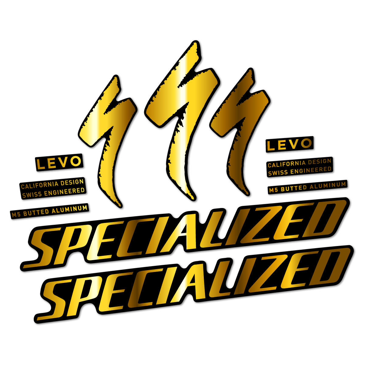 Compatible Stickers for Specialized Levo Gen 4 Alloy 2025-2026, Frame vinyl decals - Chrome Gold