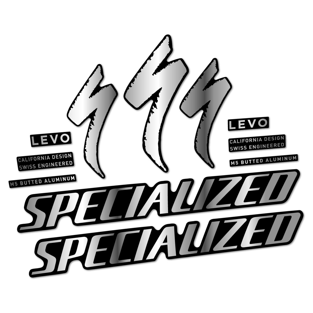 Compatible Stickers for Specialized Levo Gen 4 Alloy 2025-2026, Frame vinyl decals - Chrome Silver