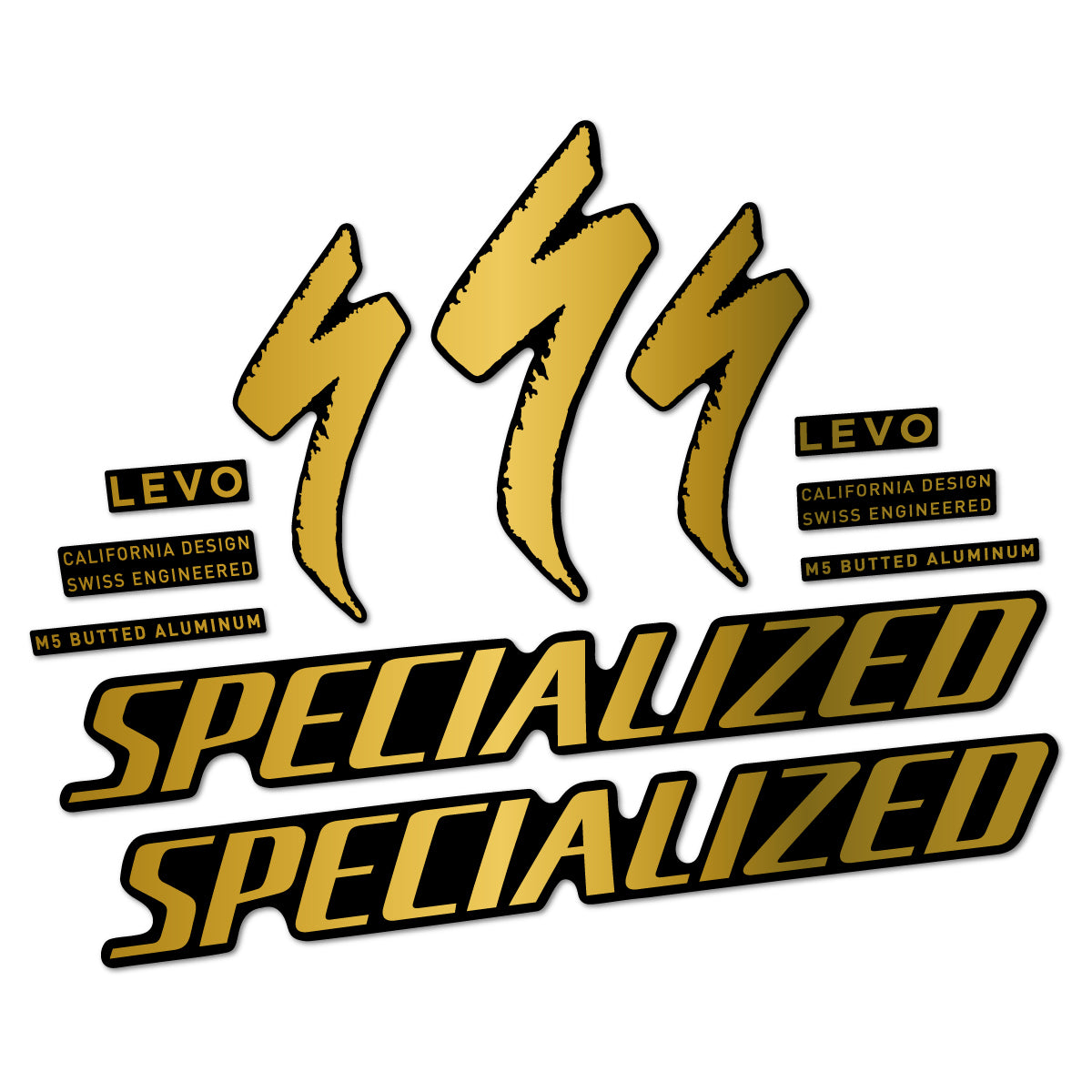 Compatible Stickers for Specialized Levo Gen 4 Alloy 2025-2026, Frame vinyl decals - Gold