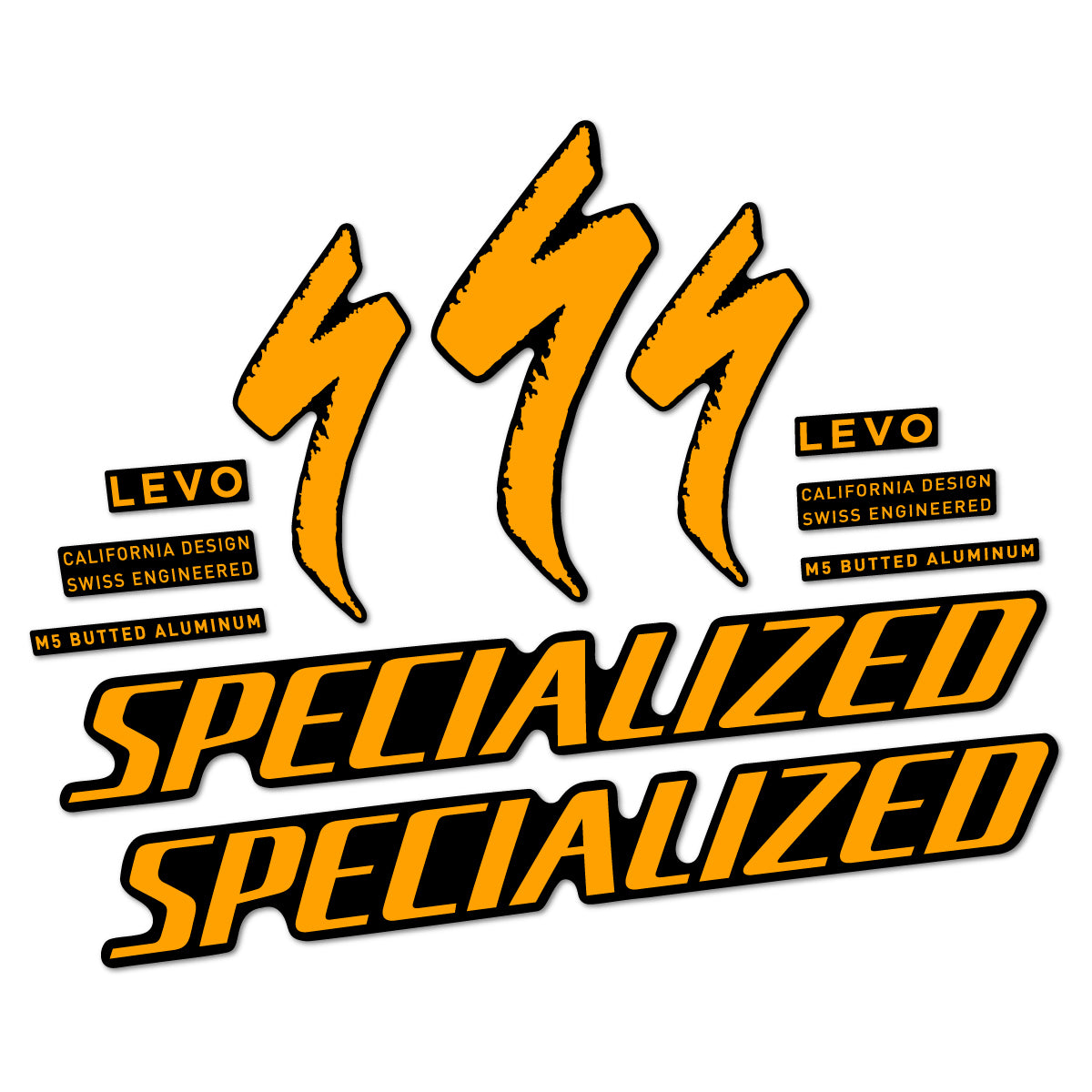 Compatible Stickers for Specialized Levo Gen 4 Alloy 2025-2026, Frame vinyl decals - Orange Yellow