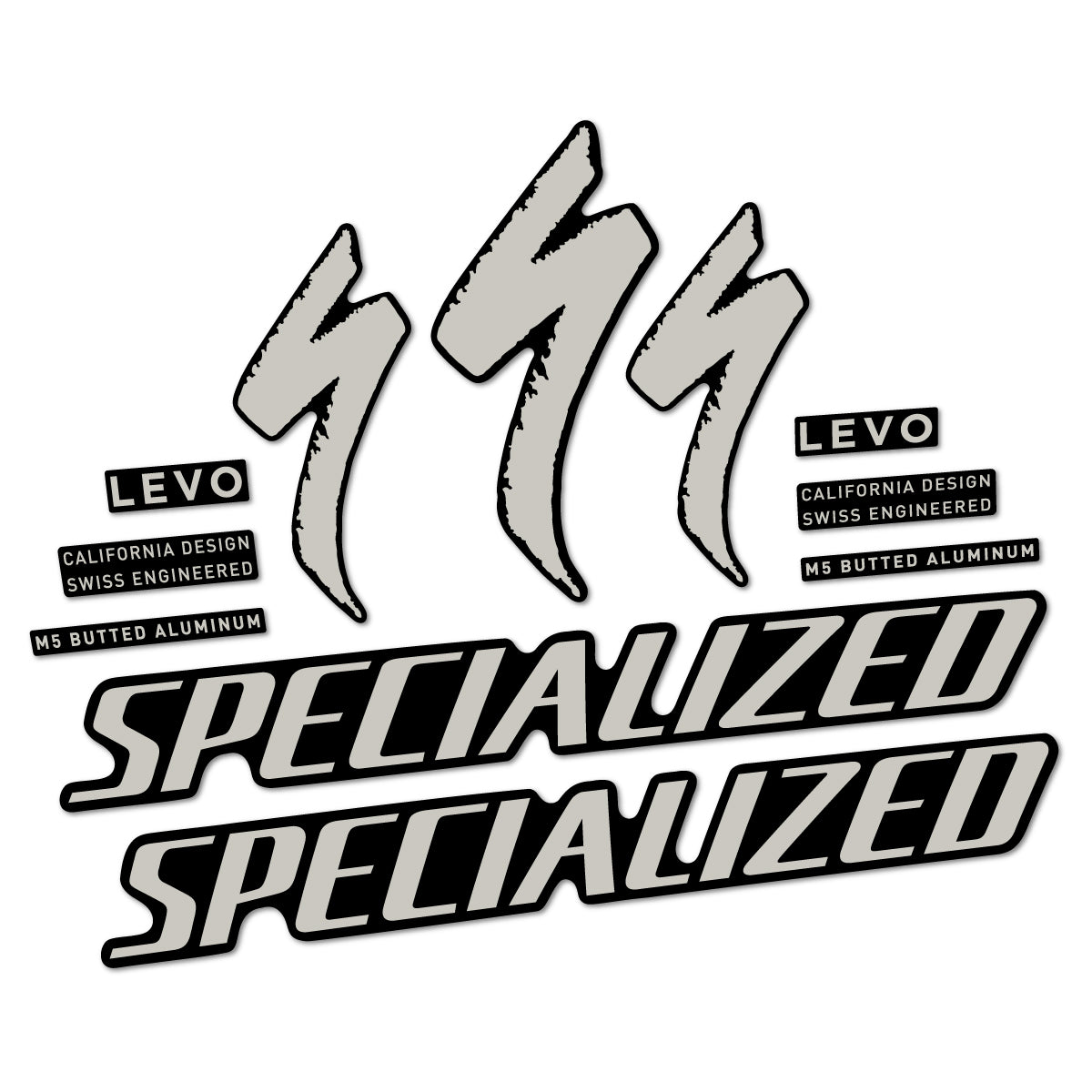 Compatible Stickers for Specialized Levo Gen 4 Alloy 2025-2026, Frame vinyl decals - Light Grey