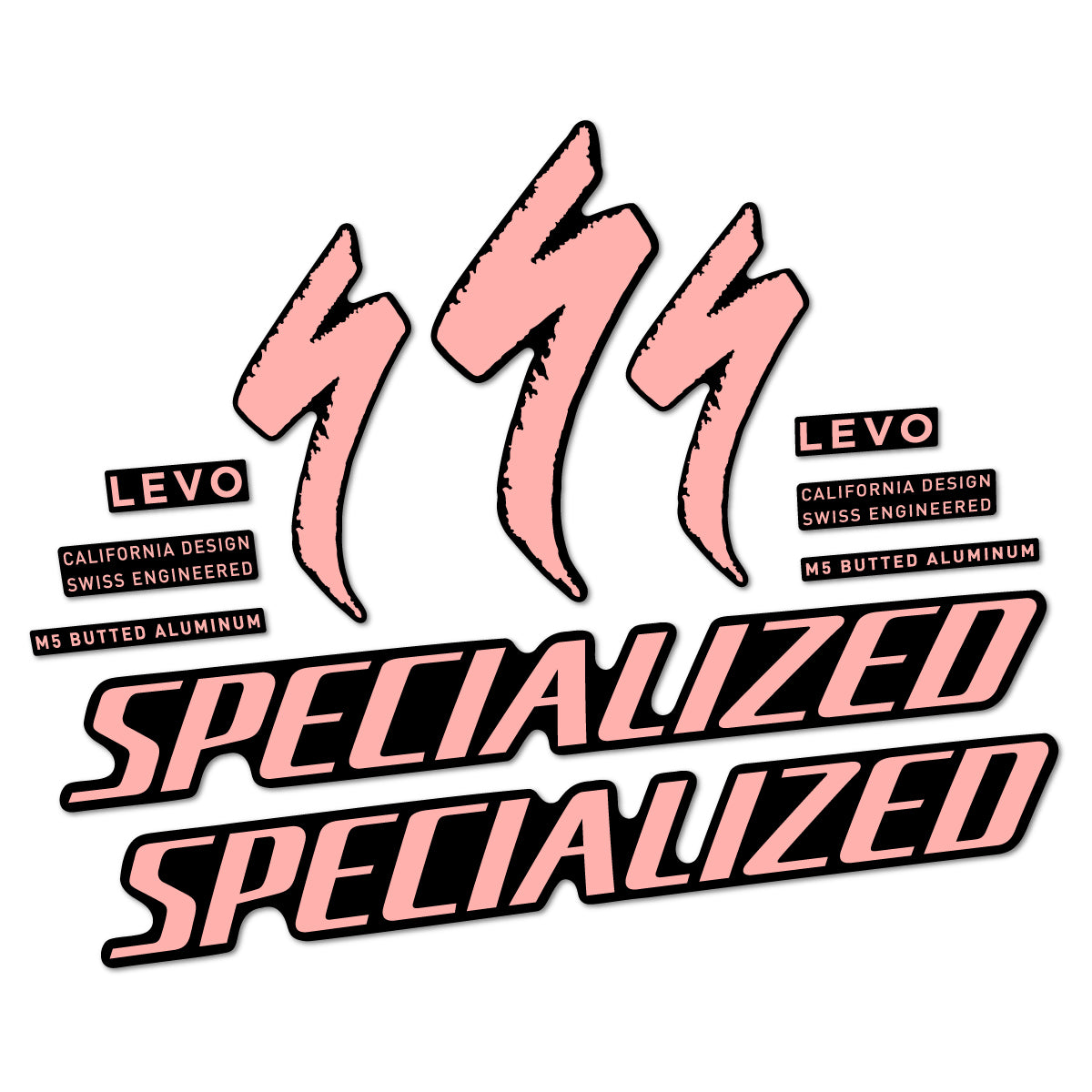 Compatible Stickers for Specialized Levo Gen 4 Alloy 2025-2026, Frame vinyl decals - Salmon Pink