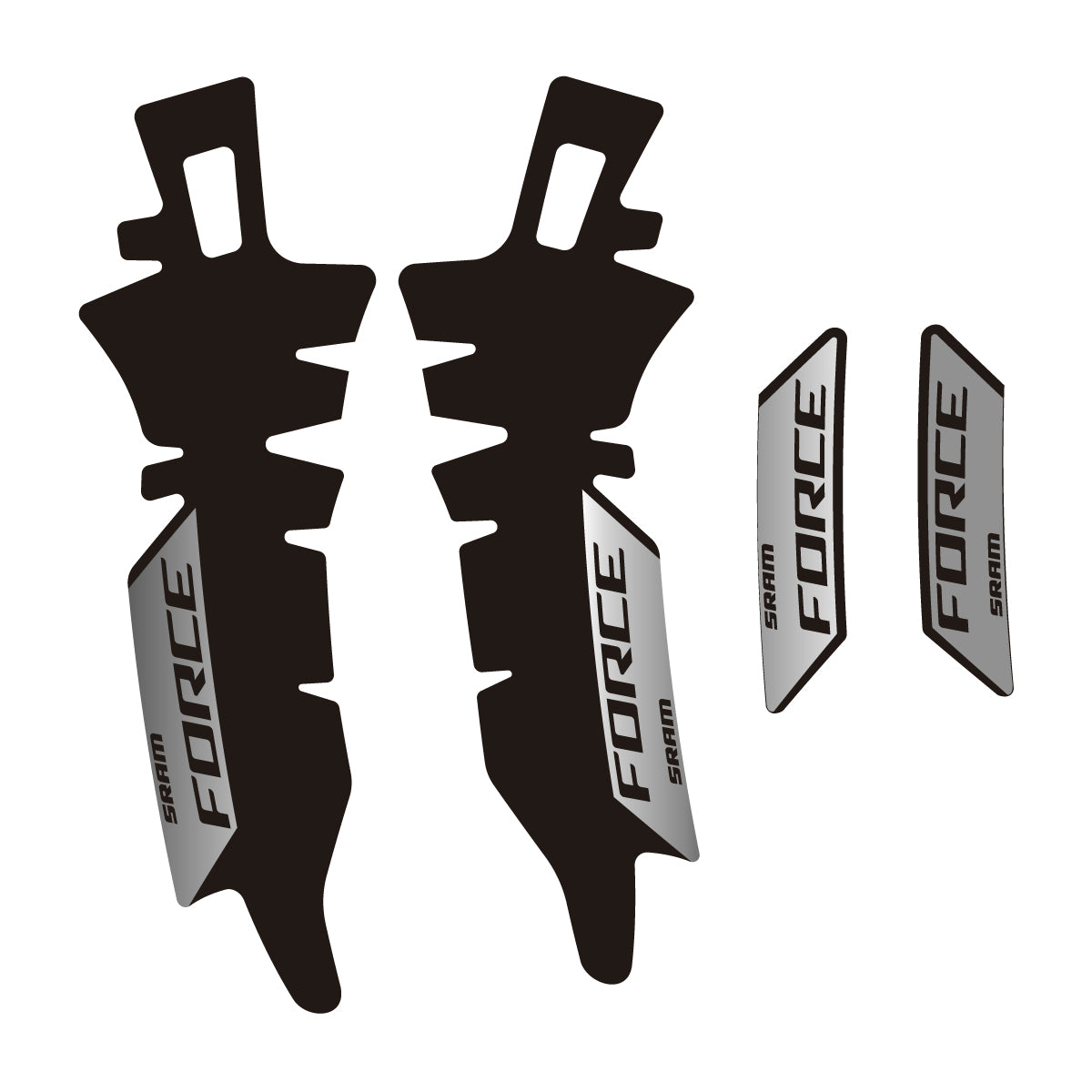 Compatible Stickers for SRAM Force E1 AXS XPLR, Brake vinyl decals - Chrome Silver