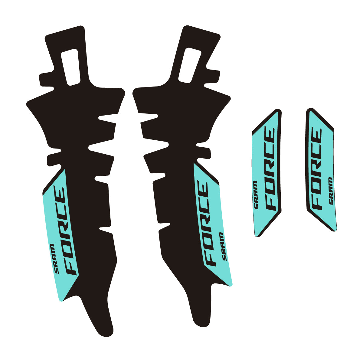 Compatible Stickers for SRAM Force E1 AXS XPLR, Brake vinyl decals - Blue Green