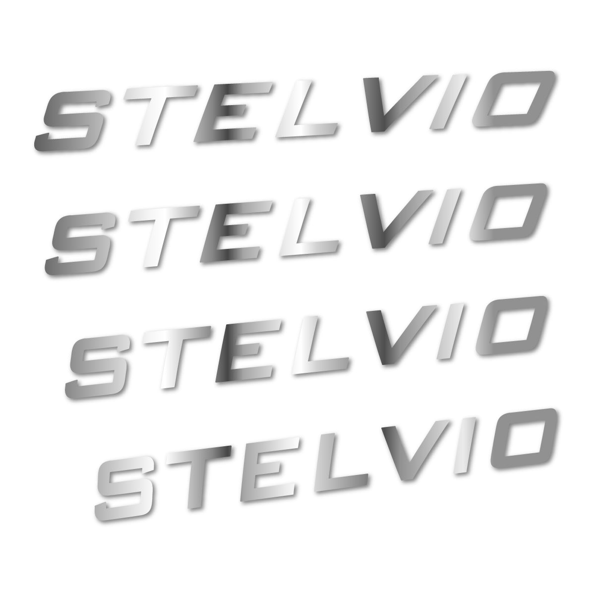 Stickers for Podium Stelvio frame, vinyl decals - Chrome Silver