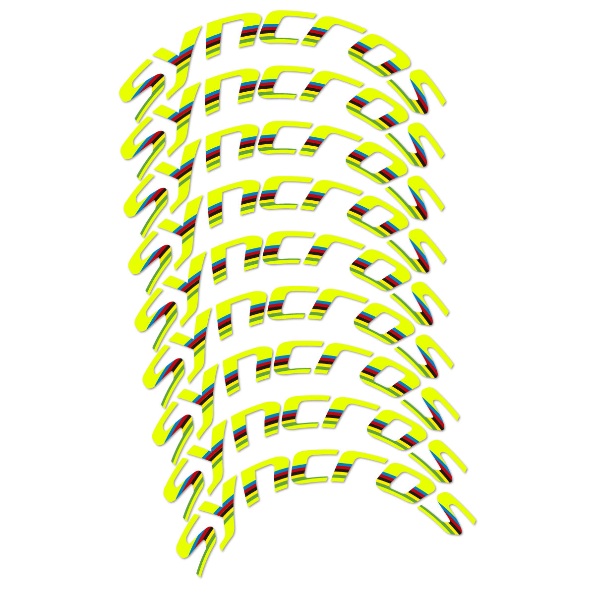 Stickers for Syncros, Road Wheel 80 mm Disc Brake vinyl decals - Neon Yellow