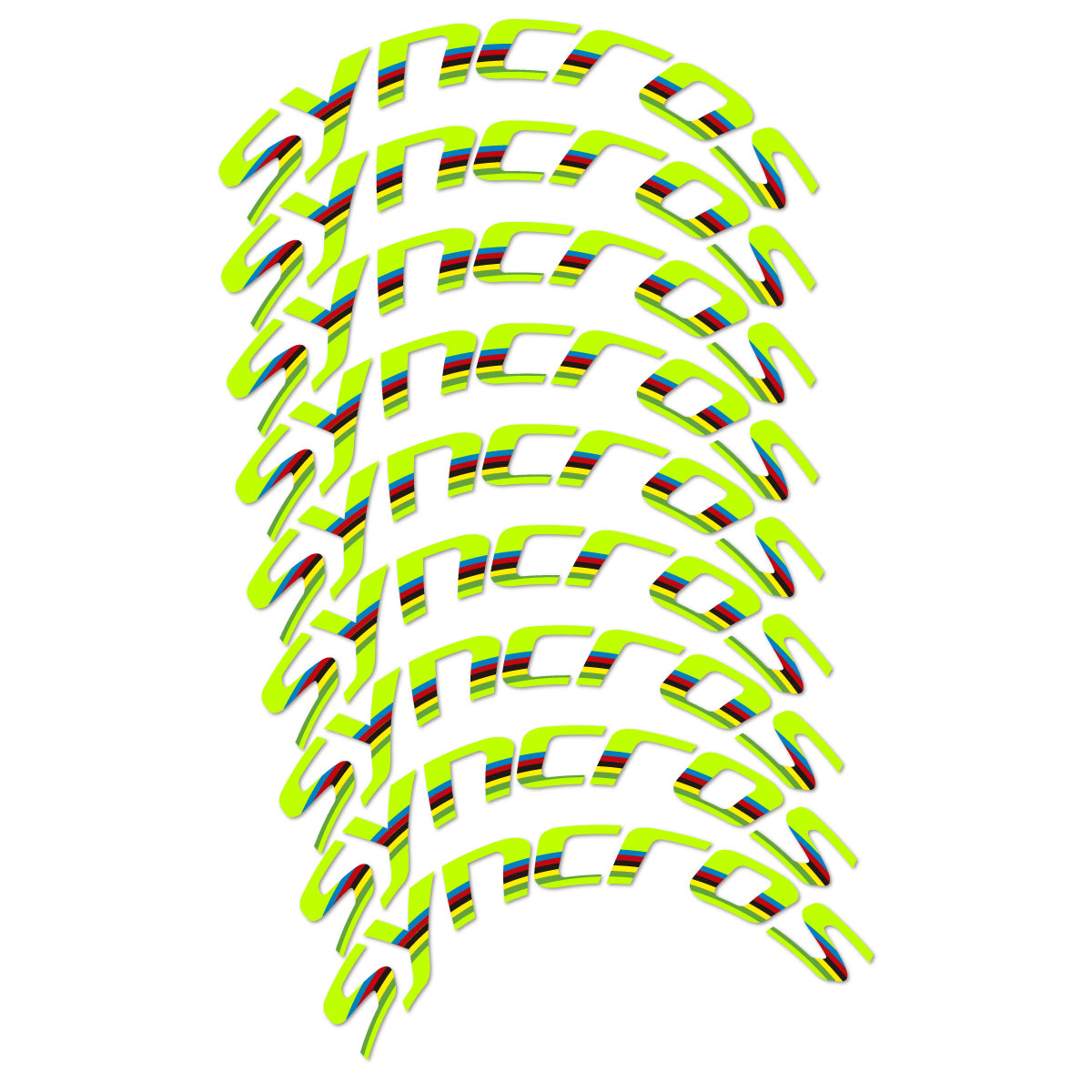 Stickers for Syncros, Road Wheel 80 mm Disc Brake vinyl decals - Lime Neon