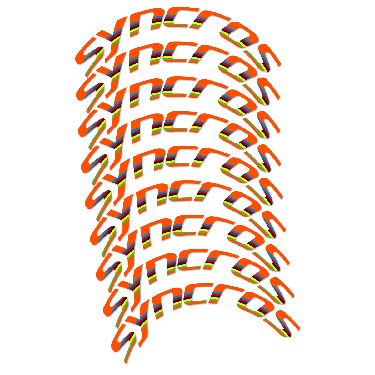 Stickers for Syncros, Road Wheel 80 mm Disc Brake vinyl decals - Orange
