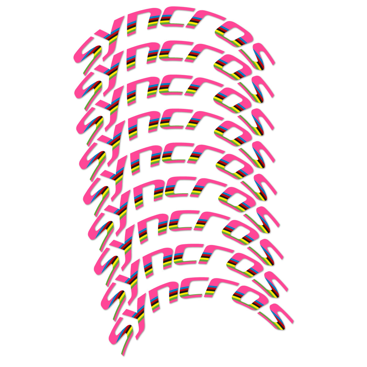 Stickers for Syncros, Road Wheel 80 mm Disc Brake vinyl decals - Bubblegum Pink