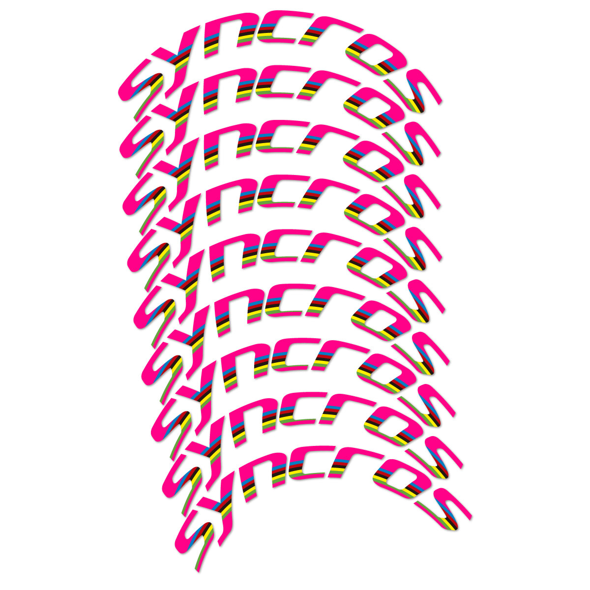 Stickers for Syncros, Road Wheel 80 mm Disc Brake vinyl decals - Neon Pink