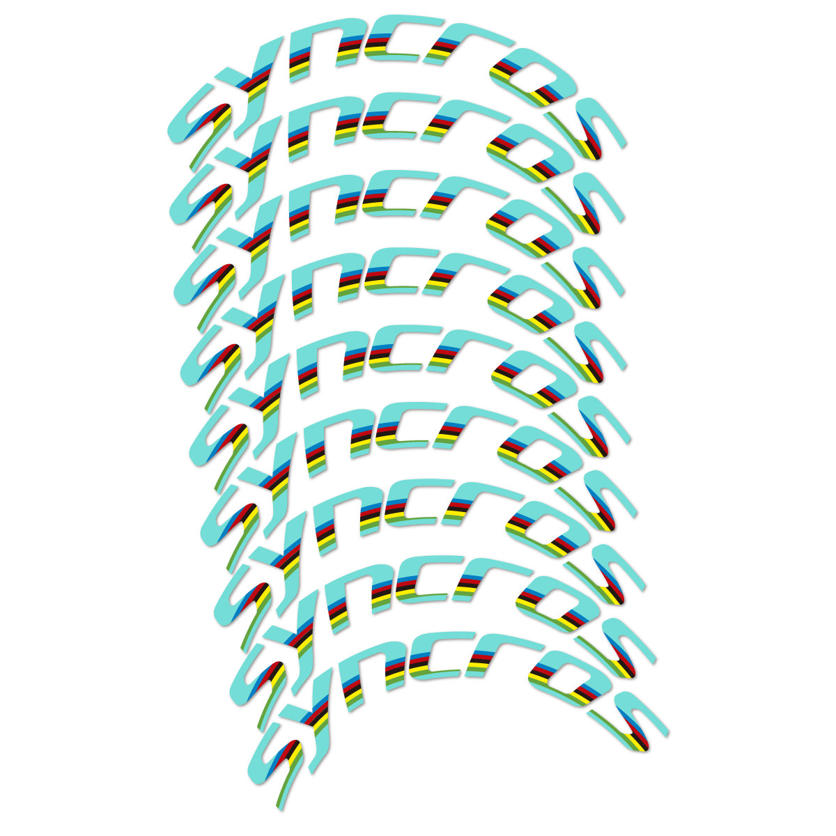 Stickers for Syncros, Road Wheel 80 mm Disc Brake vinyl decals - Blue Green
