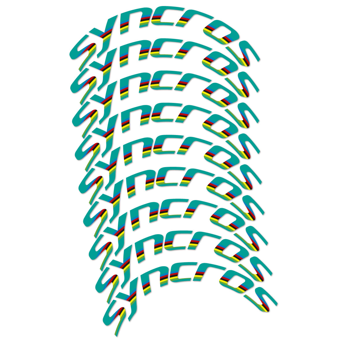Stickers for Syncros, Road Wheel 80 mm Disc Brake vinyl decals - Petrol Turquoise