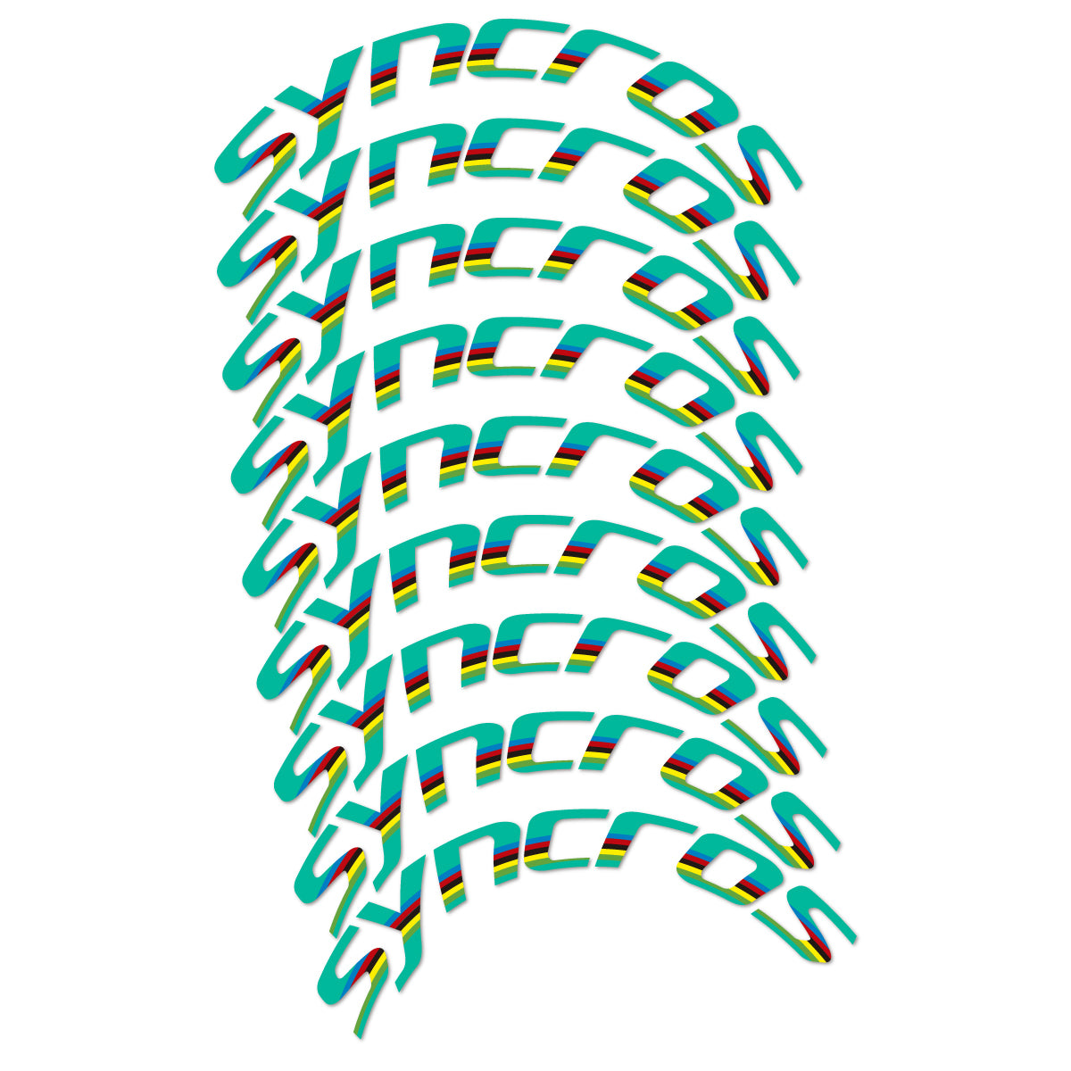 Stickers for Syncros, Road Wheel 80 mm Disc Brake vinyl decals - Green Turquoise