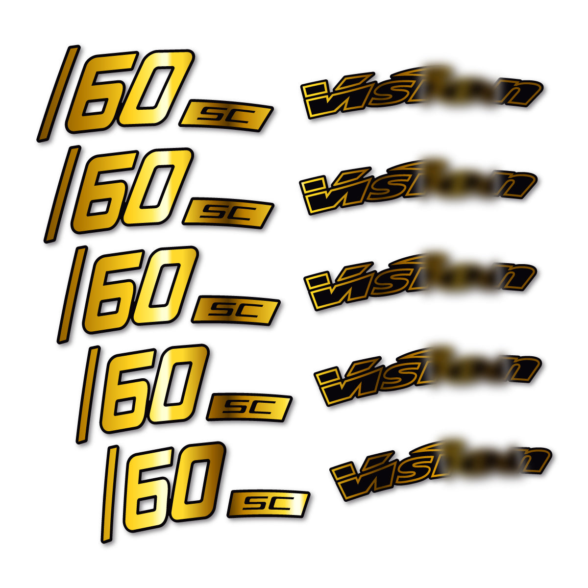 Compatible Stickers for Visixn SC 60 i23 Disc, Road Wheel 60mm vinyl decals - Chrome Gold