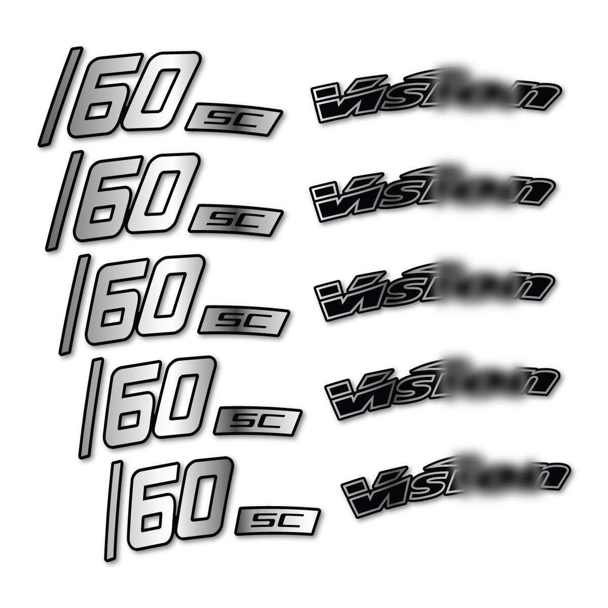 Compatible Stickers for Visixn SC 60 i23 Disc, Road Wheel 60mm vinyl decals - Chrome Silver
