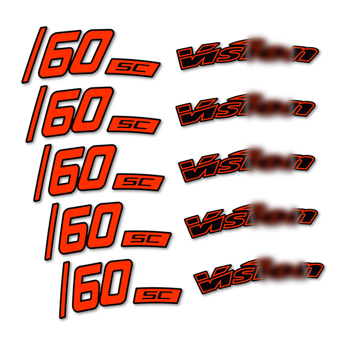 Compatible Stickers for Visixn SC 60 i23 Disc, Road Wheel 60mm vinyl decals - Luminous Orange