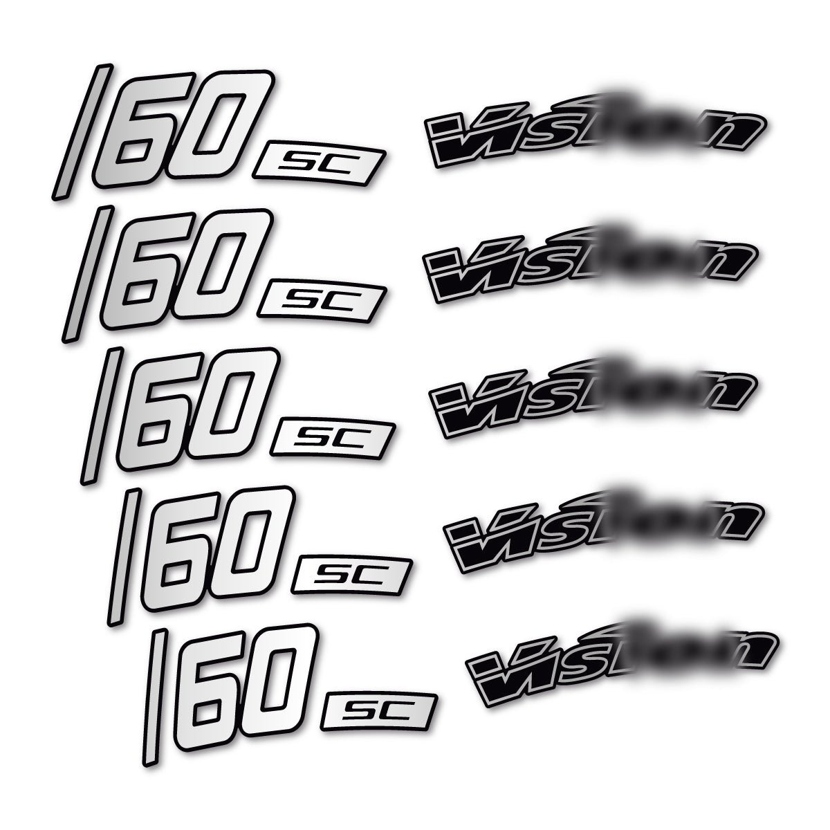 Compatible Stickers for Visixn SC 60 i23 Disc, Road Wheel 60mm vinyl decals - Light Silver