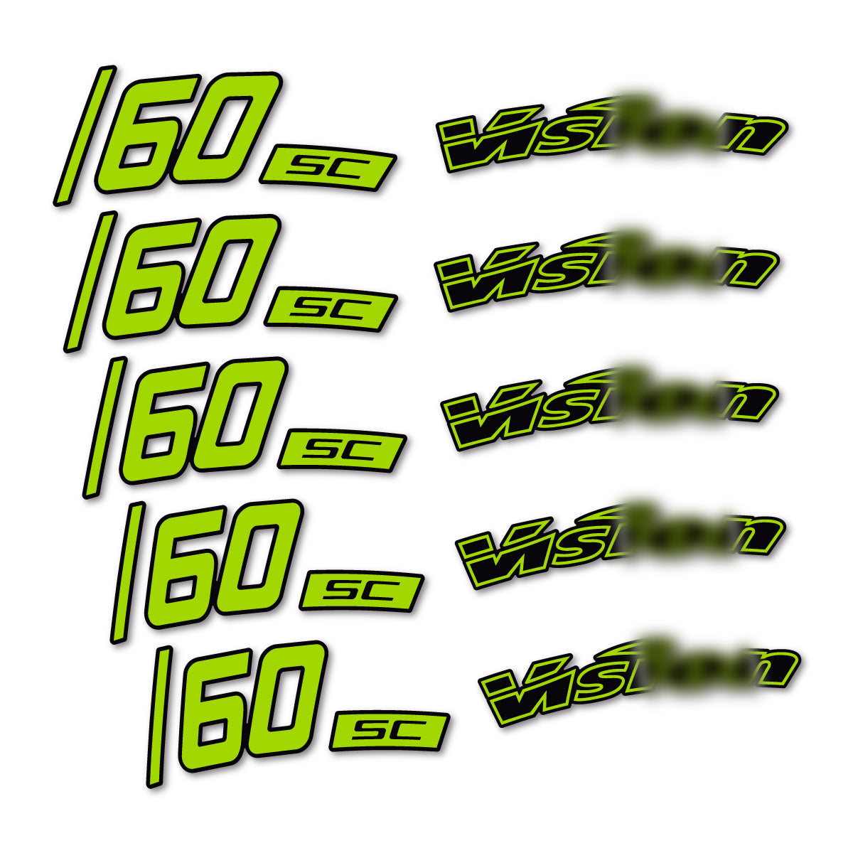 Compatible Stickers for Visixn SC 60 i23 Disc, Road Wheel 60mm vinyl decals - Lime Green