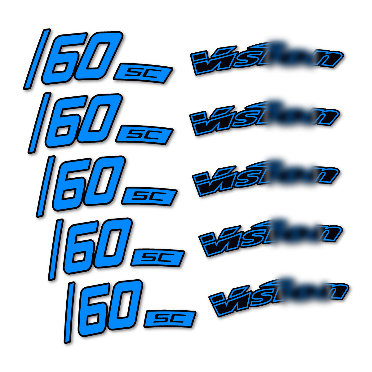 Compatible Stickers for Visixn SC 60 i23 Disc, Road Wheel 60mm vinyl decals - Luminous Cyan