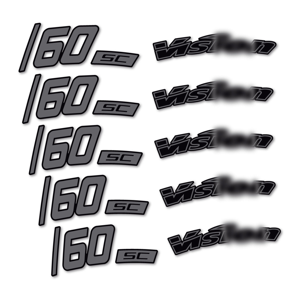 Compatible Stickers for Visixn SC 60 i23 Disc, Road Wheel 60mm vinyl decals - Medium Grey