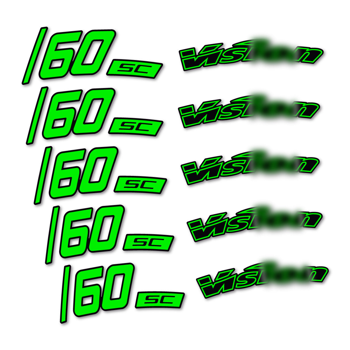 Compatible Stickers for Visixn SC 60 i23 Disc, Road Wheel 60mm vinyl decals - Neon Green