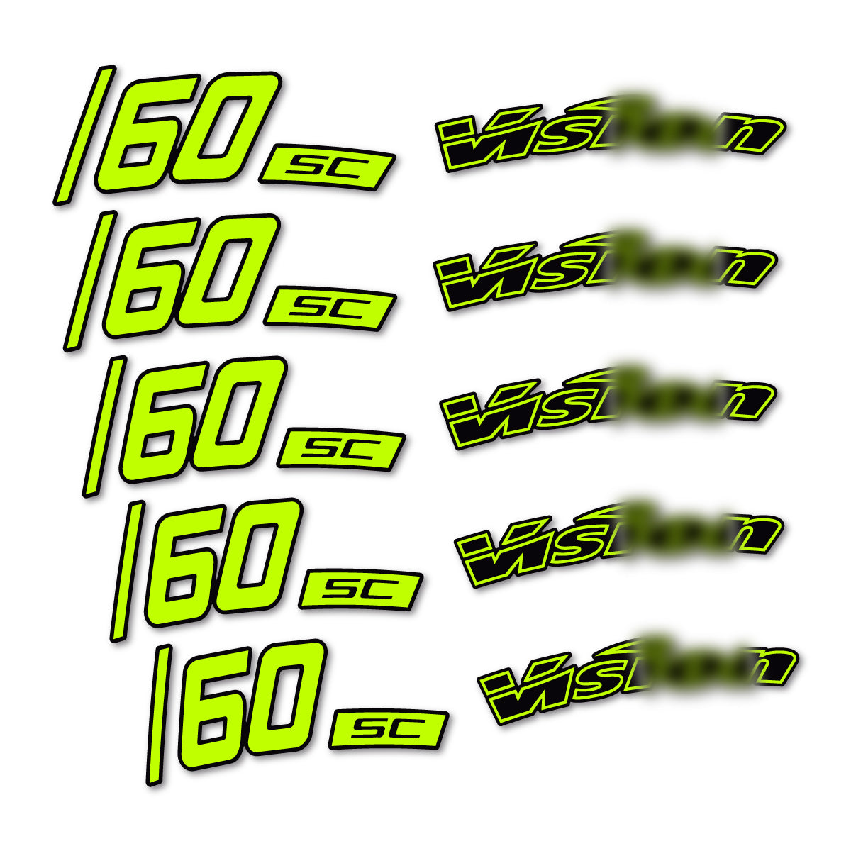 Compatible Stickers for Visixn SC 60 i23 Disc, Road Wheel 60mm vinyl decals - Lime Neon