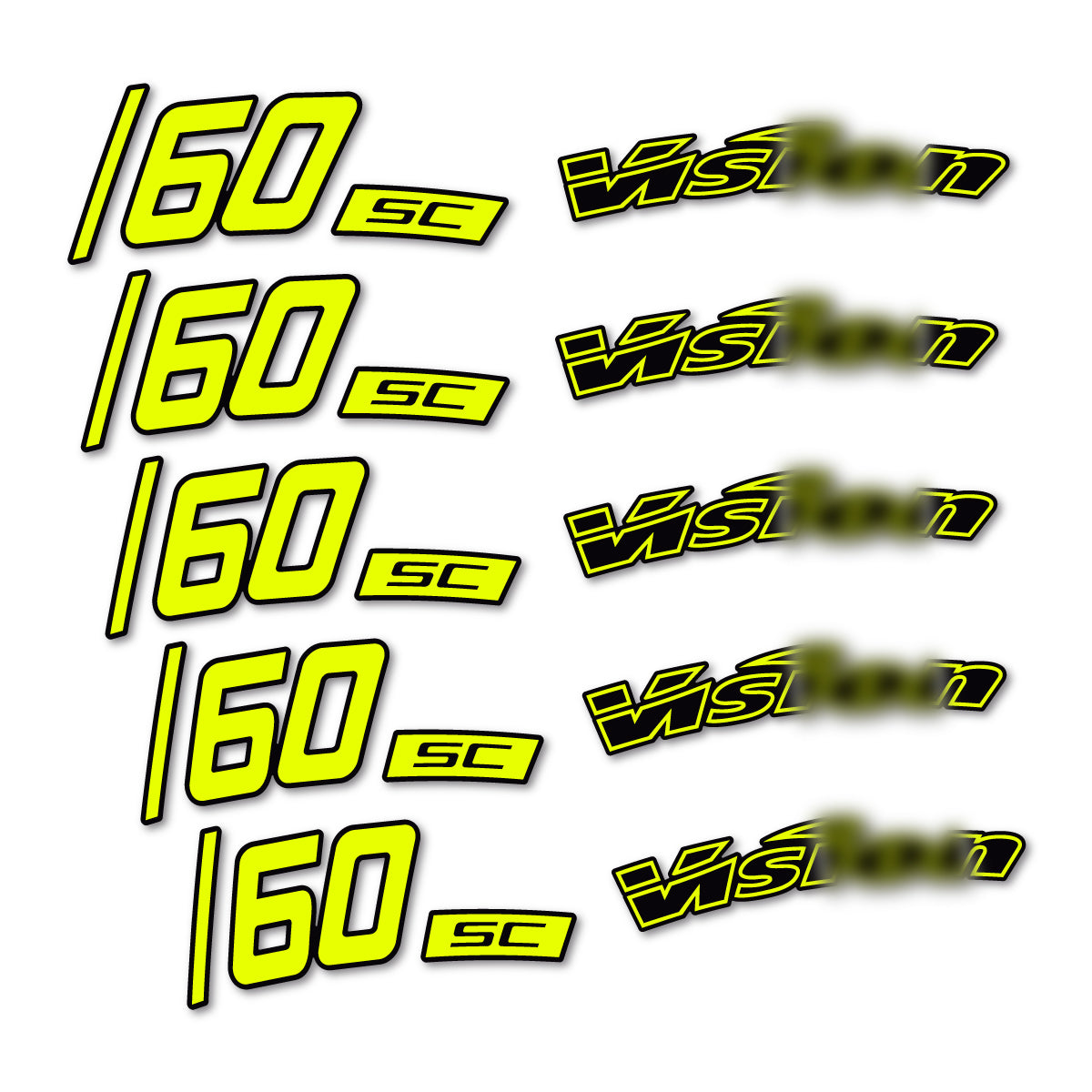 Compatible Stickers for Visixn SC 60 i23 Disc, Road Wheel 60mm vinyl decals - Neon Yellow