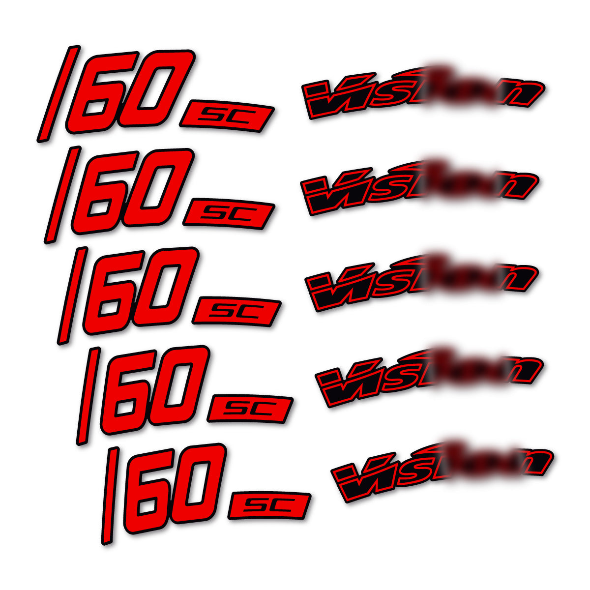 Compatible Stickers for Visixn SC 60 i23 Disc, Road Wheel 60mm vinyl decals - Red