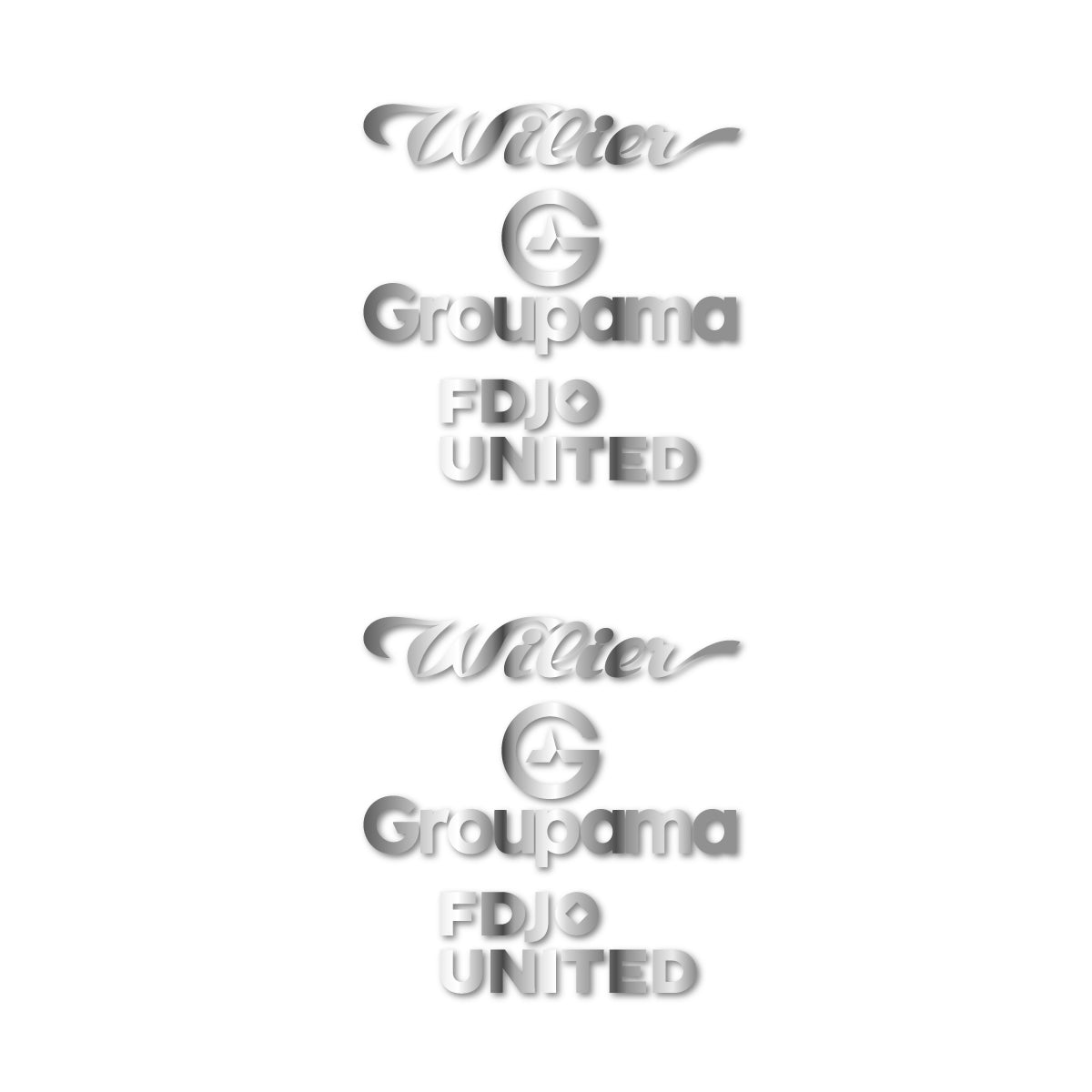 Stickers for Wilier Groupama FDJO United Logo 2, vinyl decals - Chrome Silver