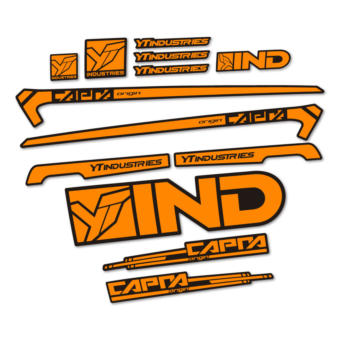 Stickers for YT Capra AL 2015 frame, vinyl decals - Saffron Yellow