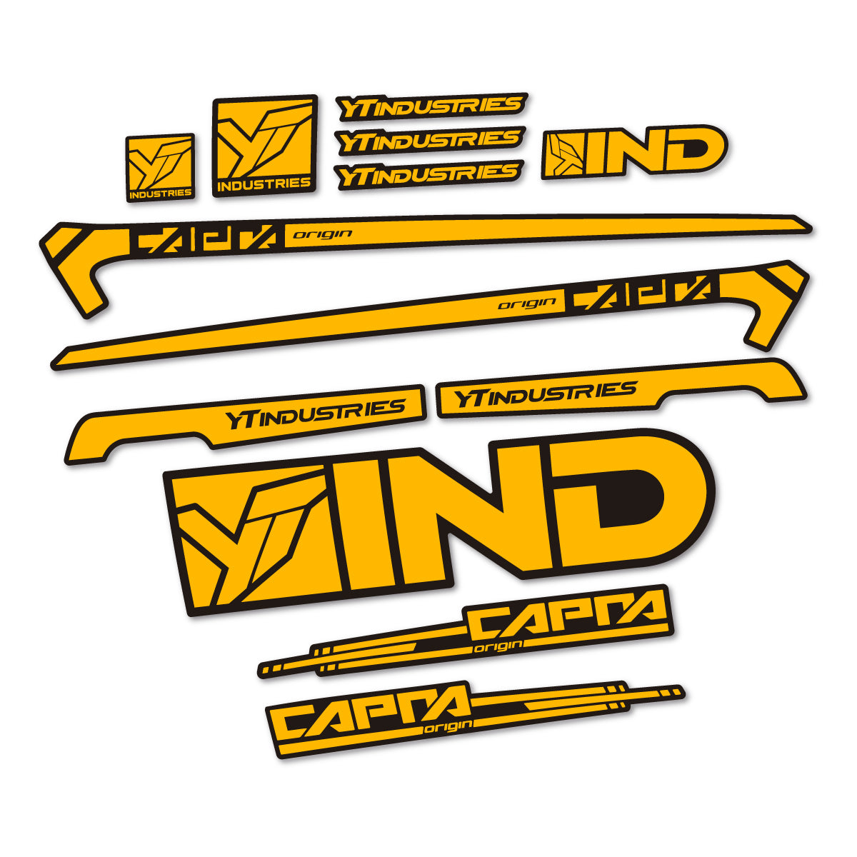 Stickers for YT Capra AL 2015 frame, vinyl decals - Medium Yellow