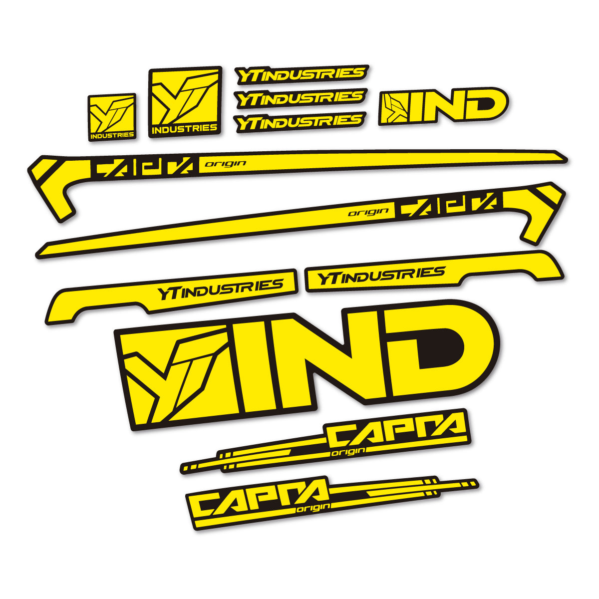 Stickers for YT Capra AL 2015 frame, vinyl decals - Yellow