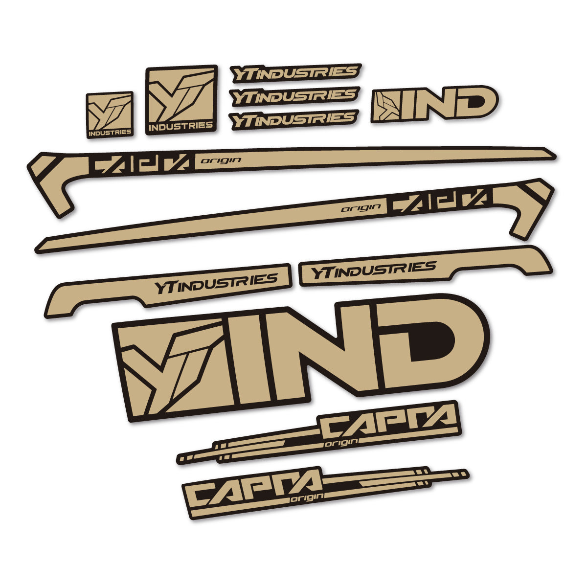 Stickers for YT Capra AL 2015 frame, vinyl decals - Sand