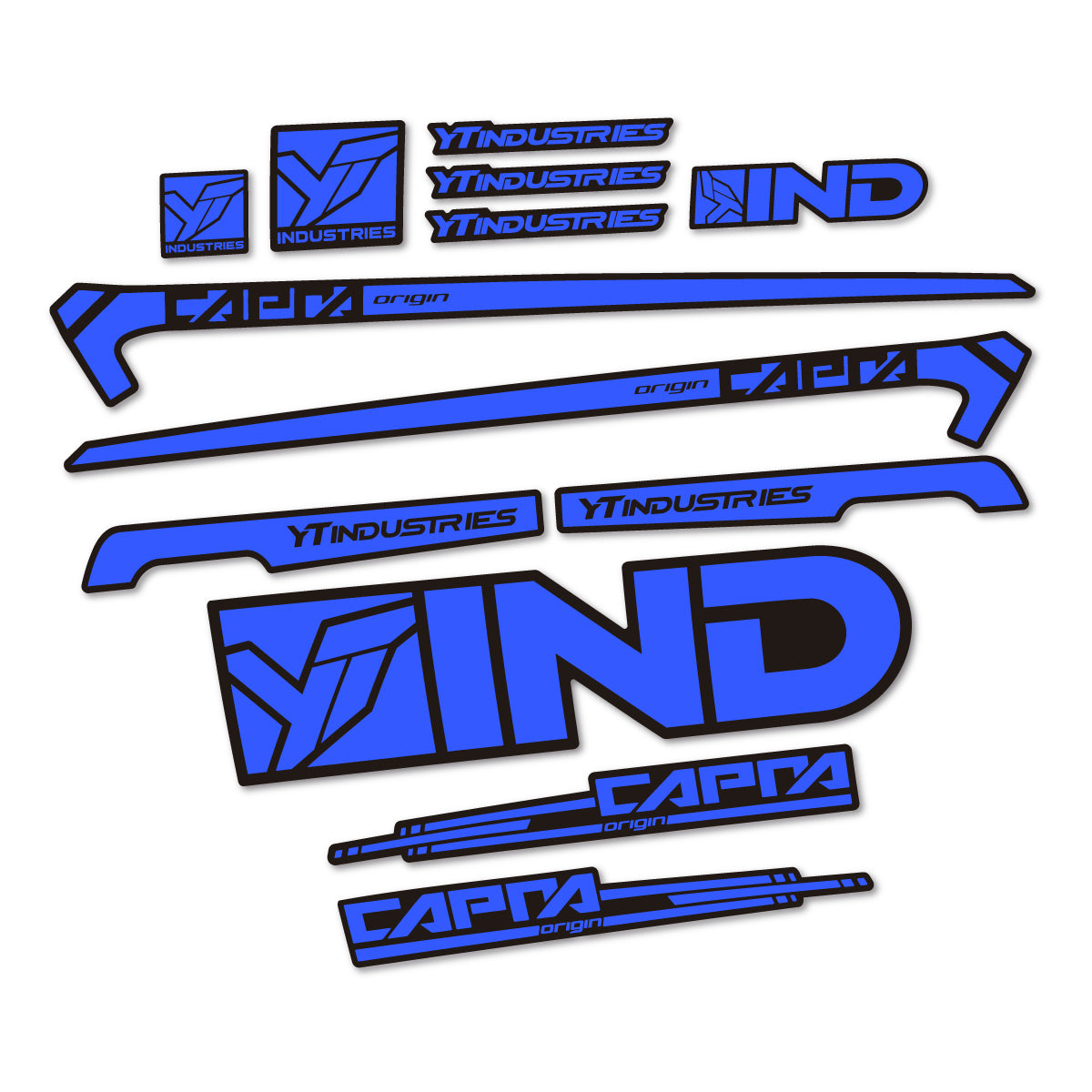Stickers for YT Capra AL 2015 frame, vinyl decals - Medium Blue