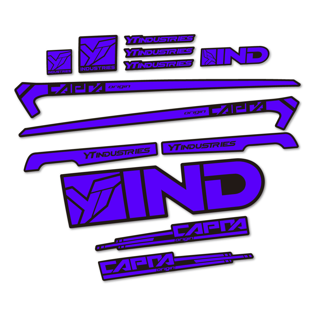 Stickers for YT Capra AL 2015 frame, vinyl decals - Reflex Blue