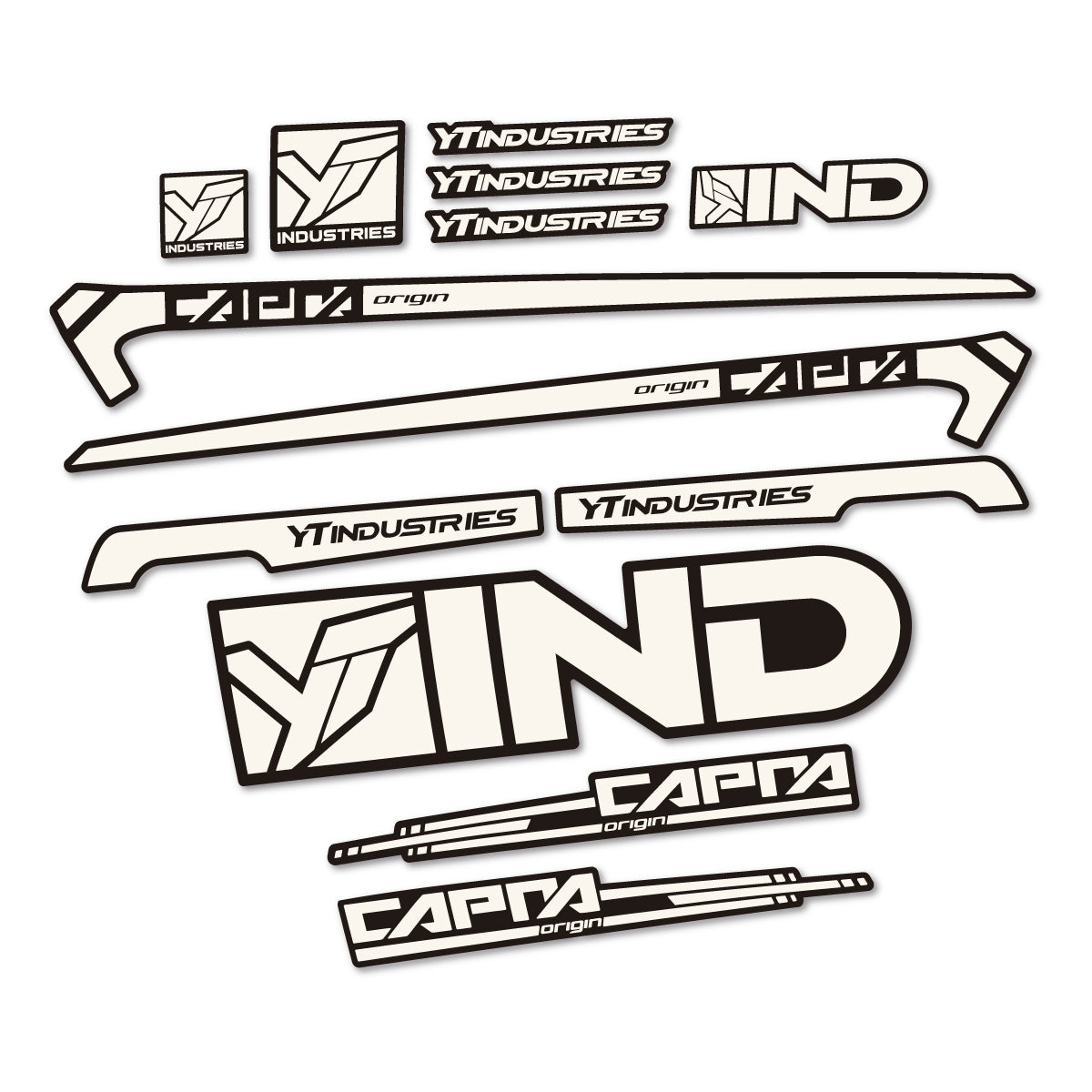 Stickers for YT Capra AL 2015 frame, vinyl decals - Bone White