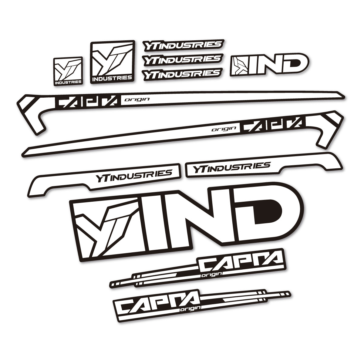 Stickers for YT Capra AL 2015 frame, vinyl decals - White